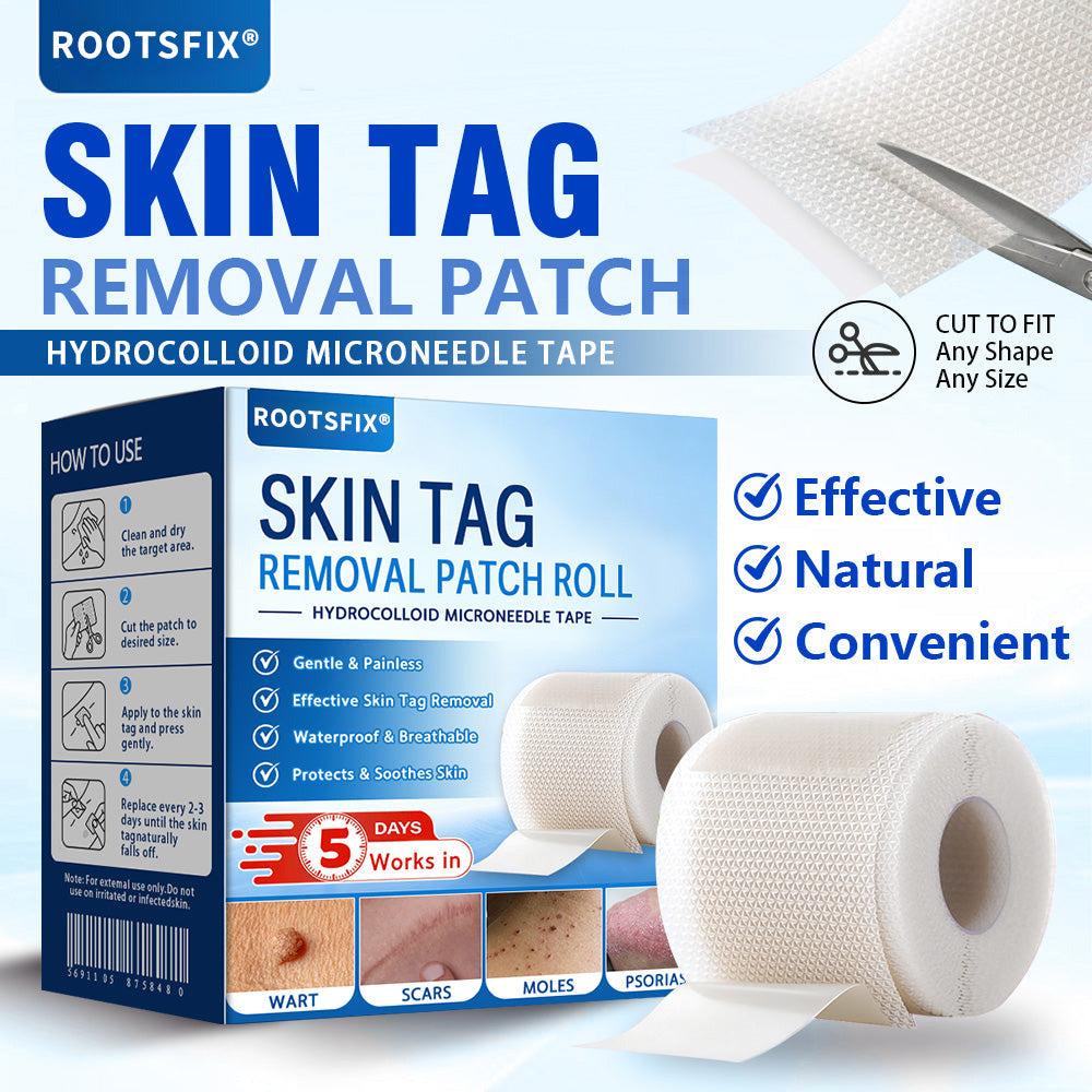🌟Rootsfix® Multi-Functional Microneedle Hydrocolloid Patch Roll | Targets Skin Tags, Warts & Stubborn Blemishes