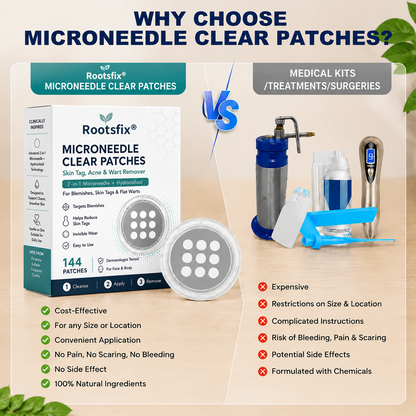 ✨2-in-1 Microneedle & Hydrocolloid Patch🍀| Removes Raised Moles, Acne, Flat Warts & Skin Tags | Helps Improve Wrinkles, Scars & Blemishes | Invisible Patches for Face & Body